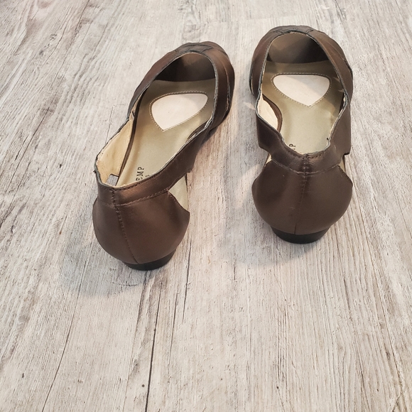 Mark Lemp Classics flats sandals peep toe metallic pewter shoes size 9.5 leather - Picture 5 of 10